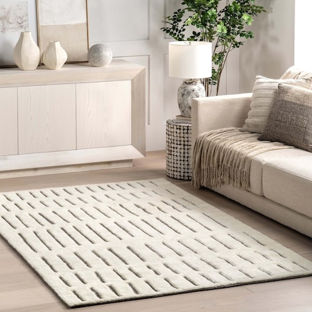 Nuloom Nalini Modern Striped High-Low Wool Area Rug 4ft x 6ft SVME04A-406